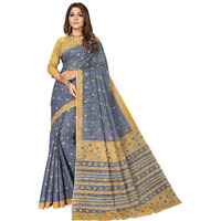 RATAN Womens Woven Cotton Saree Without Blouse Piece (Frsl-29257_Grey)