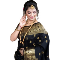 C J Enterprise Womens Banarasi Saree Pure Kanjivaram Silk Saree Soft Design Wear Pattu Sarees Latest Cotton With Blouse Piece Kanchipuram for Wedding sadi new ladies 2023 (Vruksh) (Black)