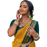 SGF11- Womens Kanjivaram Pure Zari Woven Soft Silk Saree With Blouse Piece (Mustard Green)