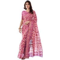 SIRIL Womens Cotton Floral Printed Saree With Unstitched Blouse Piece (3611S1278_Pink)