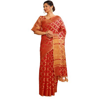 SIRIL Womens Jacquard Cotton Silk Saree with Unstitched Blouse Piece (1415S148_Red)