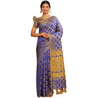 SIRIL Womens Jacquard Cotton Silk Saree with Unstitched Blouse Piece (1415S149_Blue)