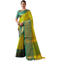 SIRIL Womens Cotton Silk Jacquard Boarder Saree With Unstitched Blouse Piece (3579S2516_Green)