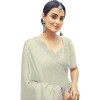 SIRIL Womens Satin Hot Fixing Stone Work Saree With Unstitched Blouse Piece (3111S416_Rama)