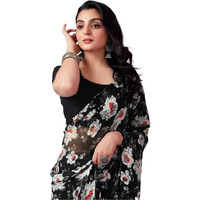 Satrani Womens Pure Georgette Saree (3633S106N_White & Multi1)