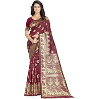 C J Enterprise Womens Pure Kanjivaram Soft Silk Saree Banarasi Design Wear Pattu Sarees Latest Party Cotton Sari collections With Blouse Piece for Wedding sadi new ladies 2024 (Pari9016) (Maroon)