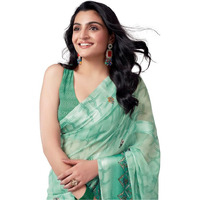 Satrani Womens Pure Georgette Saree (3633S110N_Turquoise)