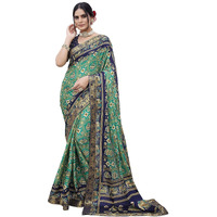 Yashika Womens Magludi Silk Saree Printed Saree With Unstitched Blouse Material - Suitable For All Indian Occasions and Festivals (AZ-YS-OG-RASIYA RAMA NAVY)