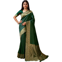 Sugathari Womens Banarasi Saree Pure Kanjivaram Silk Saree Soft new ladies 2023 Design Wear Pattu Sarees Latest Cotton Party Sari collections With Blouse Piece for Wedding sadi (SAM PARI-113 GREEN)