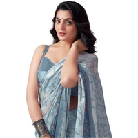 Satrani Womens Pure Georgette Saree (3633S108N_Grey)