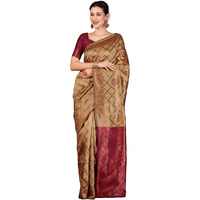 SIRIL Womens Banarasi Jacquard Soft Silk Kanjeevaram Saree With Unstitched Blouse Piece (3759S134A_Beige)