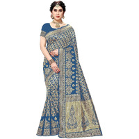Yashika Womens Trendy Banarasi Kanjivaram Rama Color Art Silk Saree with Blouse Material (MALIYA RAMA)