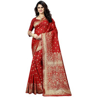 C J Enterprise Womens Pure Kanjivaram Soft Silk Saree Banarasi Design Wear Pattu Sarees Latest Party Cotton Sari collections With Blouse Piece for Wedding sadi new ladies 2023 2024 (Pari100 Red)