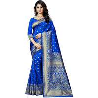 C J Enterprise Womens Pure Kanjivaram Soft Silk Saree Banarasi Design Wear Pattu Sarees Latest Party Cotton Sari collections With Blouse Piece for Wedding sadi new ladies 2024 (Pari100 Royal Blue)