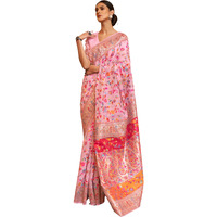 SGF11- Womens Kanjivaram Pure Soft Silk Handloom Saree Pure Golden Zari With Blouse Piece (Pink1)