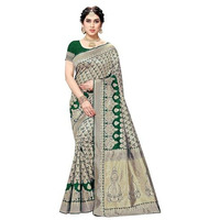 Yashika Womens Trendy Banarasi Kanjivaram Green Color Art Silk Saree with Blouse Material (MALIYA GREEN)