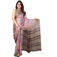 MIRCHI FASHION Womens Plain Weave Chiffon Floral Printed Saree with Blouse Piece (38126-Light Pink, Multi Color)