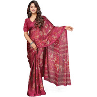 MIRCHI FASHION Womens Plain Weave Chiffon Floral Printed Saree with Blouse Piece (39203-Pink, Rust)