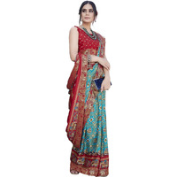 Yashika Womens Magludi Silk Saree Printed Saree With Unstitched Blouse Material - Suitable For All Indian Occasions and Festivals (AZ-YS-OG-RASIYA RAMA RED)