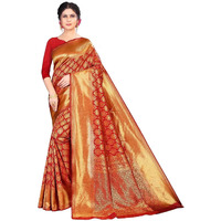 Yashika Womens Trendy Banarasi Kanjivaram Red Color Art Silk Saree with Blouse Material (RASILI RED)