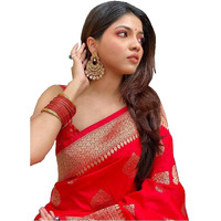 Yashika Womens Trendy Banarasi Kanjivaram Red Color Saree with Blouse Material(AZ-YS-P1-SAKINA RED)