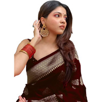 Sugathari Womens Banarasi Saree Pure Kanjivaram Silk Saree Soft new ladies 2023 Design Wear Pattu Sarees Latest Cotton Party Sari collections With Blouse Piece for Wedding sadi (PARI 122 MAROON)