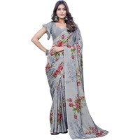 Yashika Womens Elegant Chiffon Saree Set with Blouse Piece - Elevate Your Style with This Trendy Ensemble! (AZ-YS-P1-DIPTI GREY)