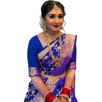 Sugathari Womens Banarasi Saree Pure Kanjivaram Silk Saree Soft new ladies 2023 Design Wear Pattu Sarees Latest Cotton Party Sari collections With Blouse Piece for Wedding sadi (PARI 164 R BLUE)