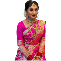 Sugathari Womens Banarasi Saree Pure Kanjivaram Silk Saree Soft new ladies 2023 Design Wear Pattu Sarees Latest Cotton Party Sari collections With Blouse Piece for Wedding sadi (PARI 164 RANI)