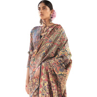 SAREE MALL Womens Banarasi Silk Madhubani Printed Saree With Unstitched Blouse Piece(Beige_PUSHPMNDI104_RS)