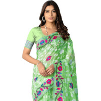 SIRIL Womens Cotton Jacquard Saree With Unstitched Blouse Piece (3417S212_Light Green)