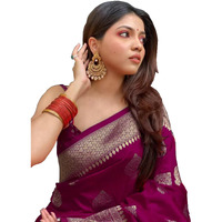 Sugathari Womens Banarasi Saree Pure Kanjivaram Silk Saree Soft new ladies 2023 Design Wear Pattu Sarees Latest Cotton Party Sari collections With Blouse Piece for Wedding sadi (PARI 122 NEW WINE)