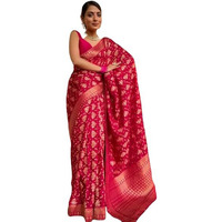Yashika Womens Banarasi Kanjivaram Jacquard Art Silk Saree - Exquisite Ethnic Attire for Indian Festivities - Unstitched Blouse Included (AZ-YS-OG-RANGEELI PINK)