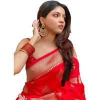Sugathari Womens Banarasi Saree Pure Kanjivaram Silk Saree Soft new ladies 2023 Design Wear Pattu Sarees Latest Cotton Party Sari collections With Blouse Piece for Wedding sadi (PARI 122 RED)