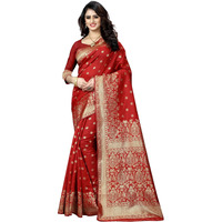 Sugathari Womens Banarasi Saree Pure Kanjivaram Silk Saree Soft new ladies 2023 Design Wear Pattu Sarees Latest Cotton Party Sari collections With Blouse Piece for Wedding sadi (SAM PARI-100 RED)