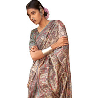 SAREE MALL Womens Banarasi Silk Madhubani Printed Saree With Unstitched Blouse Piece(Beige_PUSHPMNDI105_RS)