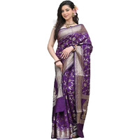 Sugathari Womens Banarasi Saree Pure Kanjivaram Silk Saree Soft new ladies 2023 Design Wear Pattu Sarees Latest Party Sari collections With Blouse Piece for Wedding sadi (SAN PARI-182 PURPLE)