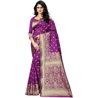 Sugathari Womens Banarasi Saree Pure Kanjivaram Silk Saree Soft new ladies 2023 Design Wear Pattu Sarees Latest Cotton Party Sari collections With Blouse Piece for Wedding sadi (SAM PARI-100 PURPLE)