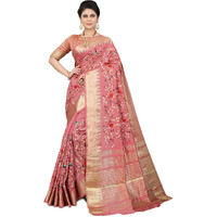 SERONA FABRICS Womens Assam Cotton Silk With Golden Border Thread Embroidered Banarasi Saree With Blouse Piece