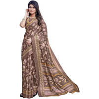 Yashika Womens Printed Trendy Art Silk Saree with Blouse Material||Brown Coloured Art Silk Saree||AZ-YS-P1-GULZAR BROWN