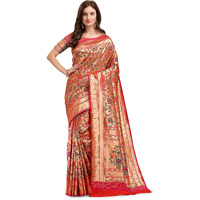 Jaanvi fashion Womens Silk With Zari Work Saree With Blouse Piece(tarang-paithani-pink)