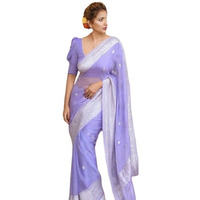 C J Enterprise Womens Banarasi Pure Kanjivaram Silk Saree Cotton Spun Saree for Wedding Soft Design Wear Pattu Sarees Latest Sari With Blouse Piece sadi new ladies Party 2024 (Fatima) (Lavender)