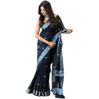 C J Enterprise Womens Banarasi Pure Kanjivaram Silk Saree Cotton Spun Saree for Wedding Soft Design Wear Pattu Sarees Latest Sari With Blouse Piece sadi new ladies Party 2024 (Fatima) (Black)