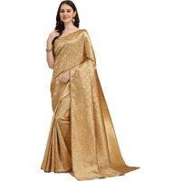 Jaanvi fashion Womens Banarsi Silk With Zari Jacquard Work Saree With Blouse Piece (prashanti-dark-gold)