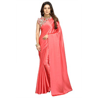 Floresta Fashion Womens Kanchipuram Satin Saree With Blouse Piece (Harvi-Satin-01_Peach)