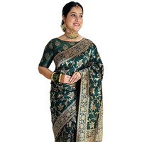 Sugathari Womens Banarasi Saree Pure Kanjivaram Silk Saree Soft new ladies 2023 Design Wear Pattu Sarees Latest Cotton Party Sari collections With Blouse Piece for Wedding sadi (SAM PARI S-7 B GREEN)