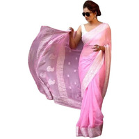 C J Enterprise Womens Banarasi Pure Kanjivaram Silk Saree Cotton Spun Saree for Wedding Soft Design Wear Pattu Sarees Latest Sari With Blouse Piece sadi new ladies Party 2024 (Fatima) (Pink)