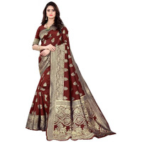 Sugathari Womens Banarasi Saree Pure Kanjivaram Silk Saree Soft new ladies 2023 Design Wear Pattu Sarees Latest Cotton Party Sari collections With Blouse Piece for Wedding sadi (PARI 63 MAROON)