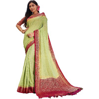 Vardha Womens Banarasi Georgette Saree with Unstitched Blouse Piece - Gold Zari Woven Work Sarees for Wedding (Mohini_662)