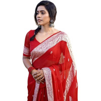C J Enterprise Womens Banarasi Pure Kanjivaram Silk Saree Cotton Spun Saree for Wedding Soft Design Wear Pattu Sarees Latest Sari With Blouse Piece sadi new ladies Party 2024 (Fatima) (Red)